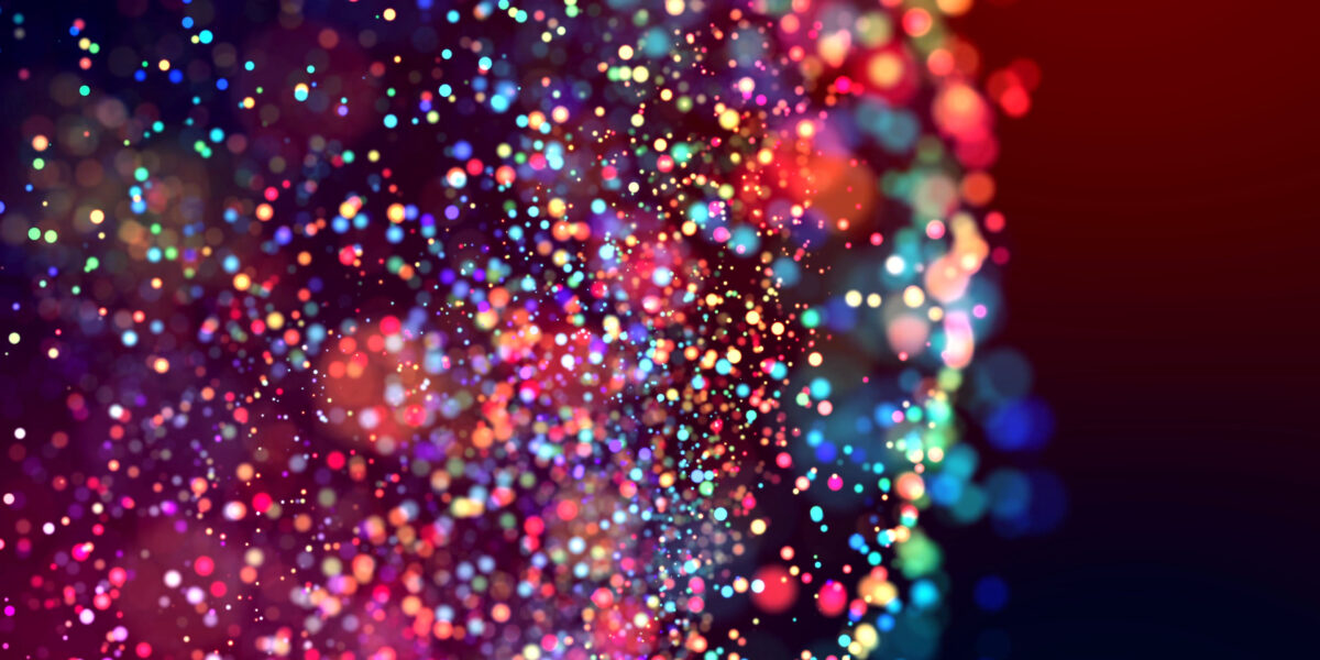 A cloud of multicolored particles in the air like sparkles