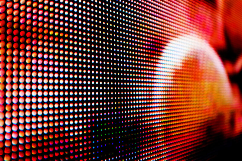Abstract close-up view of a modern electronic billboard