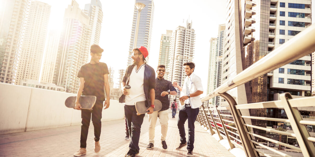 Friends enjoying Dubai city life